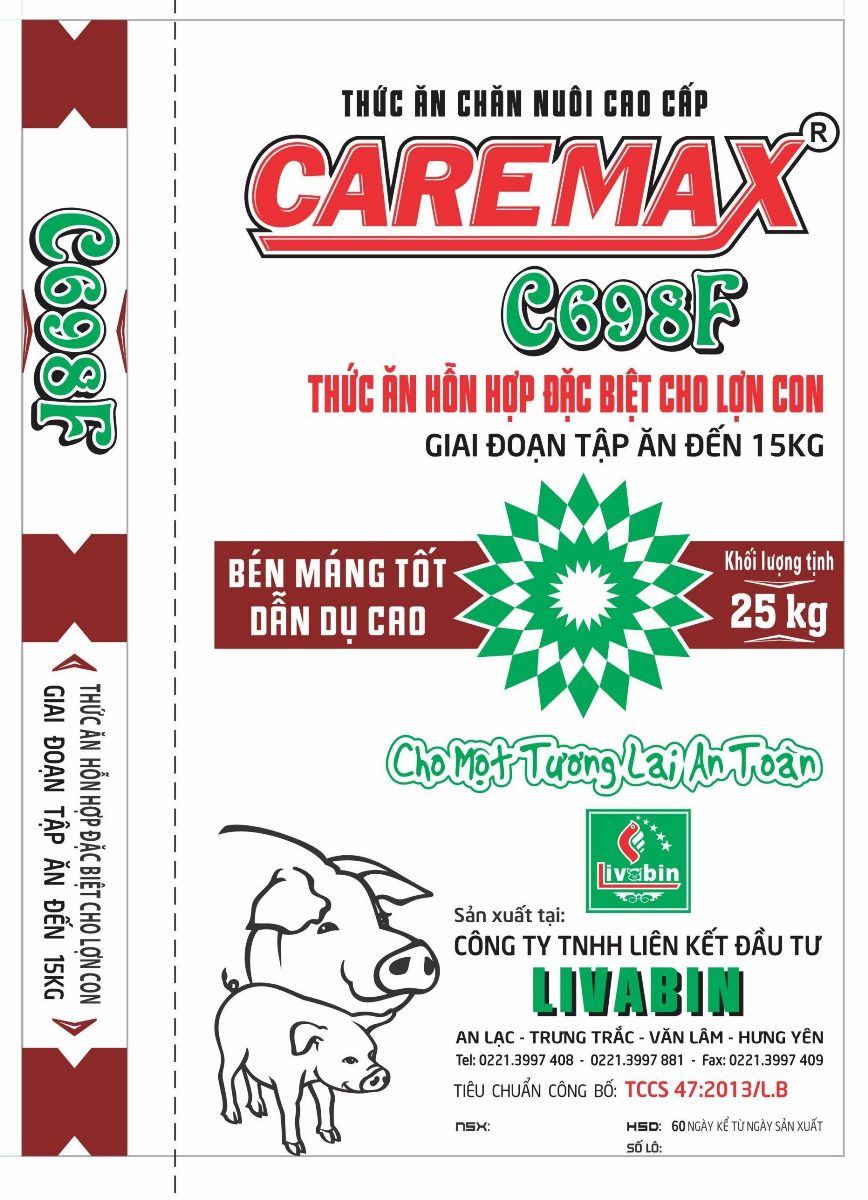 Maket bao bì CareMax C698F — Thức ăn hỗn hợp đặc biệt cho lợn con từ tập ăn đến 15Kg