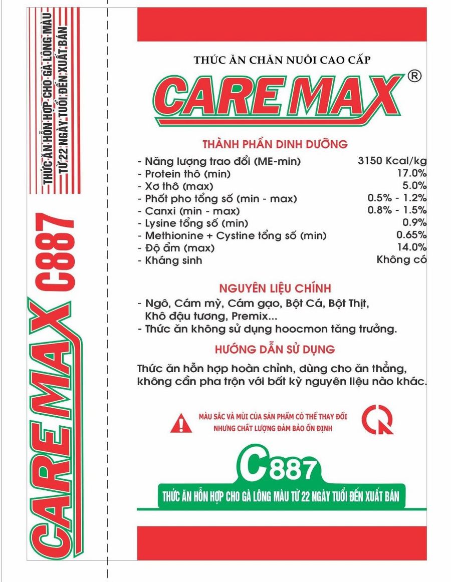 Maket bao bì CareMax C887 — Thức an hỗn hợp cho gà lông màu từ 22 ngày tuổi đến xuất bán