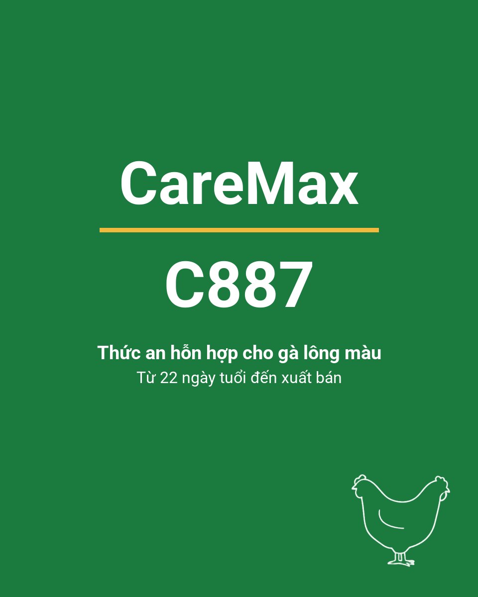 Bao thức ăn chăn nuôi CareMax C887 — Thức an hỗn hợp cho gà lông màu từ 22 ngày tuổi đến xuất bán