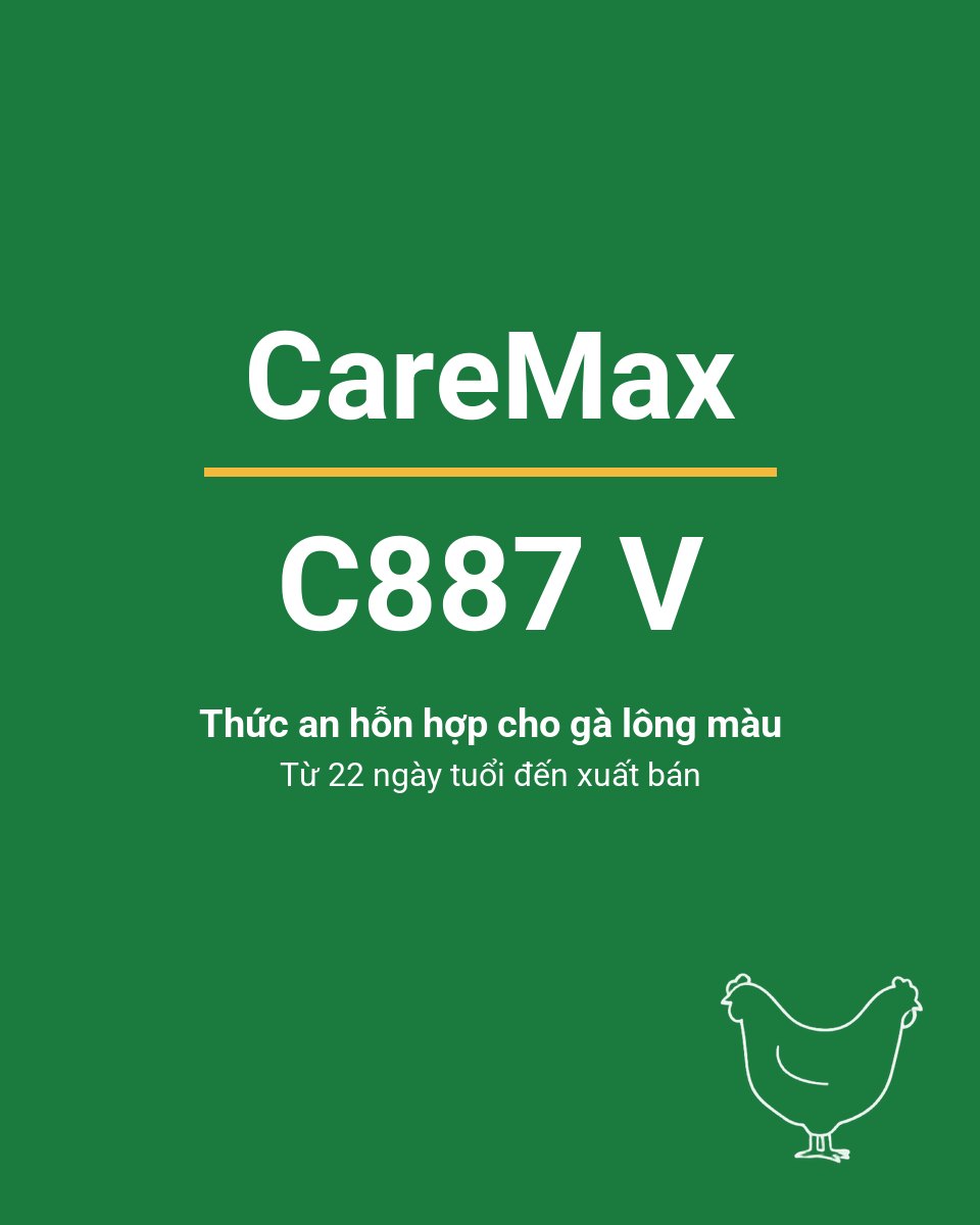 Bao thức ăn chăn nuôi CareMax C887 V — Thức an hỗn hợp cho gà lông màu từ 22 ngày tuổi đến xuất bán