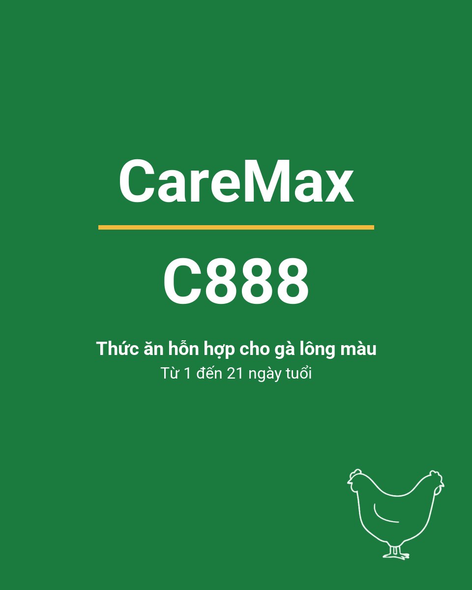 Bao thức ăn chăn nuôi CareMax C888 — Thức ăn hỗn hợp cho gà lông màu Từ 1 đến 21 ngày tuổi