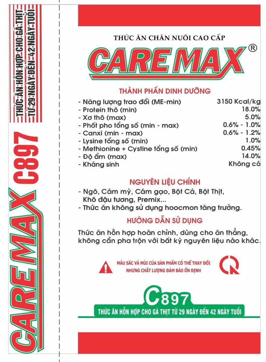 Maket bao bì CareMax C897 — Thức ăn hỗn hợp cho gà thịt Từ 29 ngày đến 42 ngày tuổi