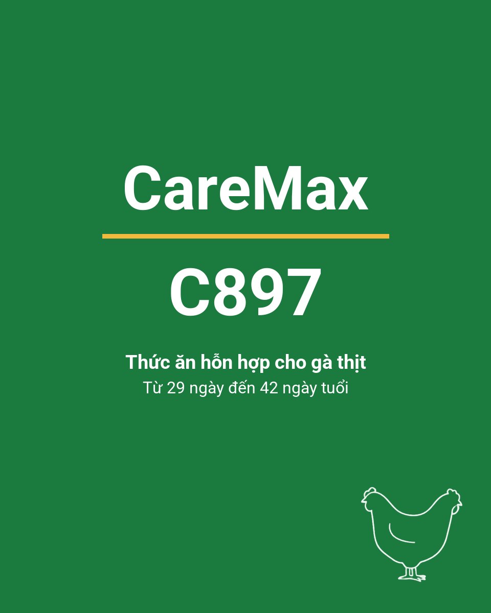 Bao thức ăn chăn nuôi CareMax C897 — Thức ăn hỗn hợp cho gà thịt Từ 29 ngày đến 42 ngày tuổi