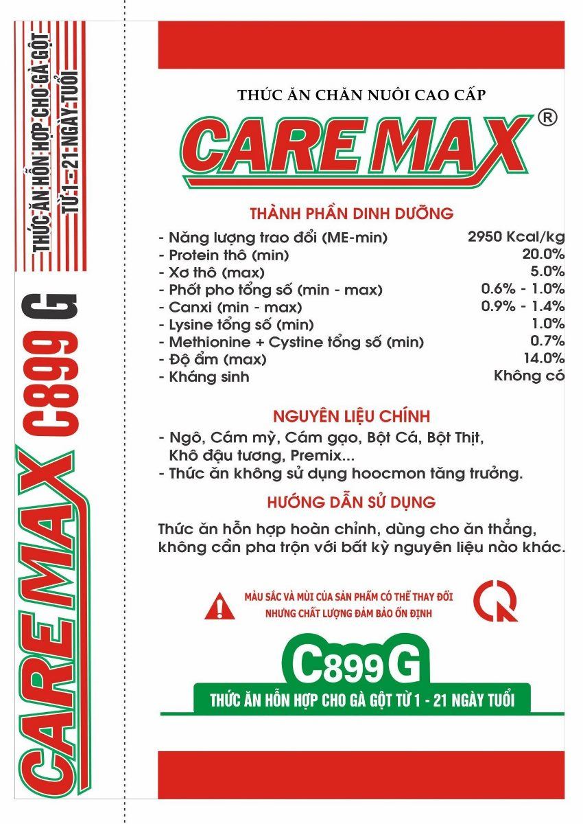Maket bao bì CareMax C899 G — Thức an hỗn hợp cho gà gột Từ 1 đến 21 ngày tuổi