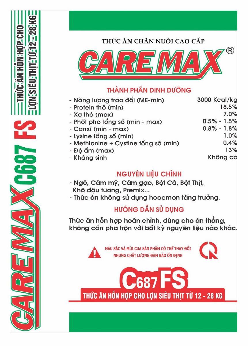 Maket bao bì CareMax C687FS — Thức ăn hỗn hợp cho lợn siêu thịt từ 12 – 28Kg
