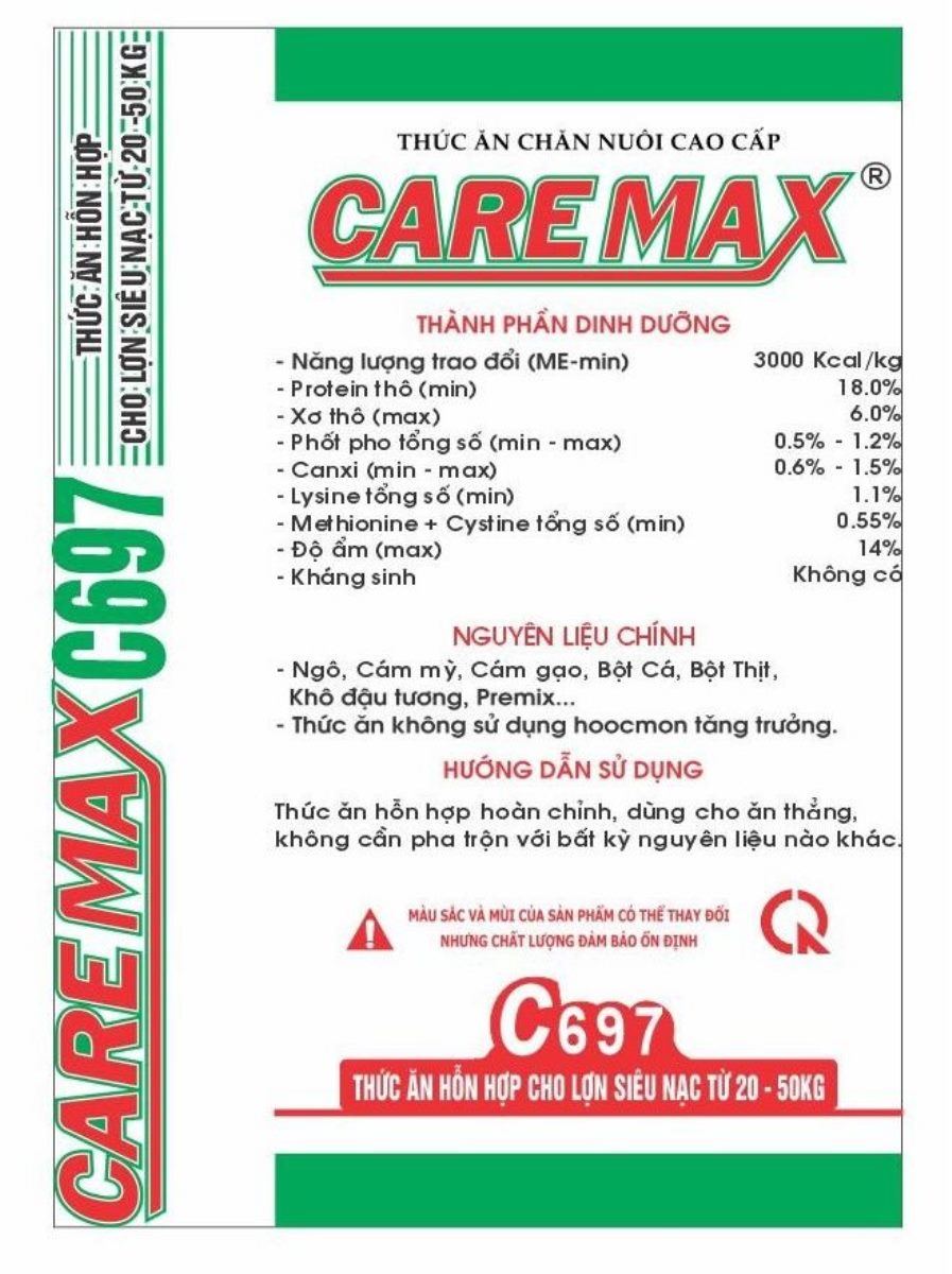 Maket bao bì CareMax C697 — Thức ăn hỗn hợp cho lợn siêu nạc từ 20-50Kg