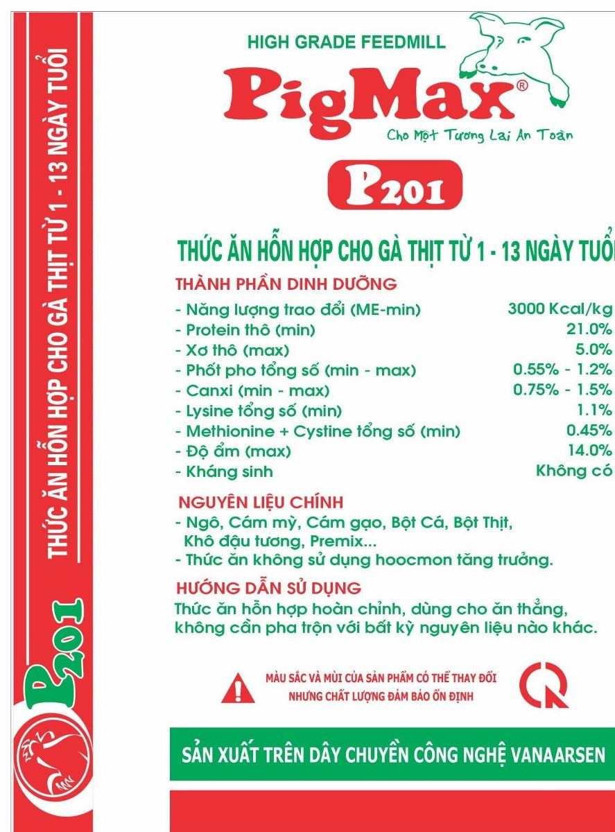 Maket bao bì PigMax P201 — Thức ăn hỗn hợp cho gà thịt
