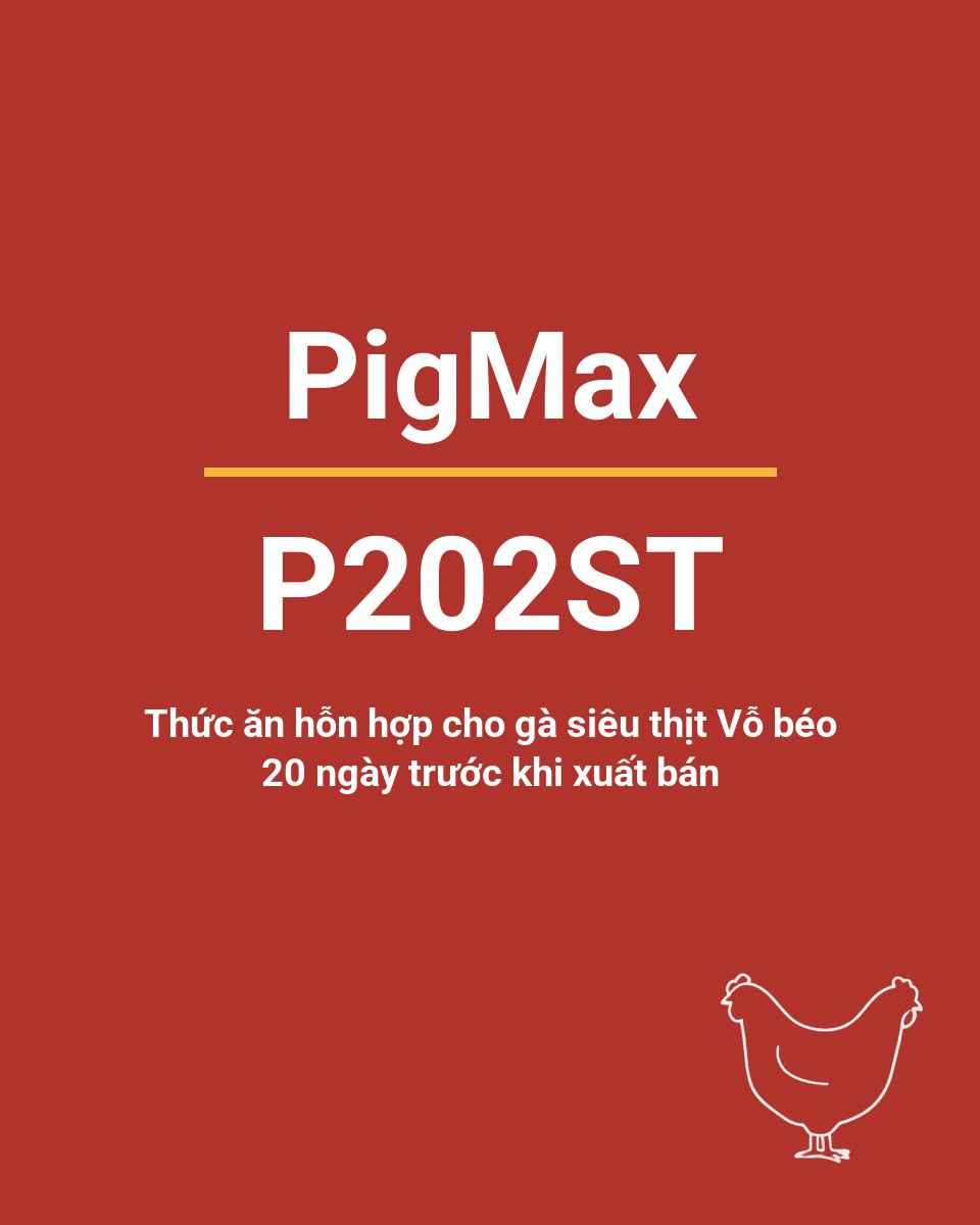Bao thức ăn chăn nuôi PigMax P202ST — Thức ăn hỗn hợp cho gà siêu thịt Vỗ béo 20 ngày trước khi xuất bán
