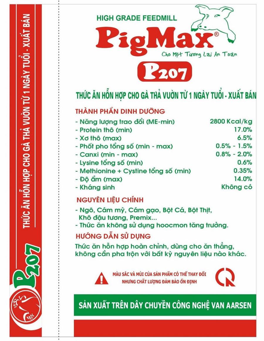 Maket bao bì PigMax P207 — Thức ăn hỗn hợp cho gà thả vườn Từ 1 ngày tuổi đến xuất bán